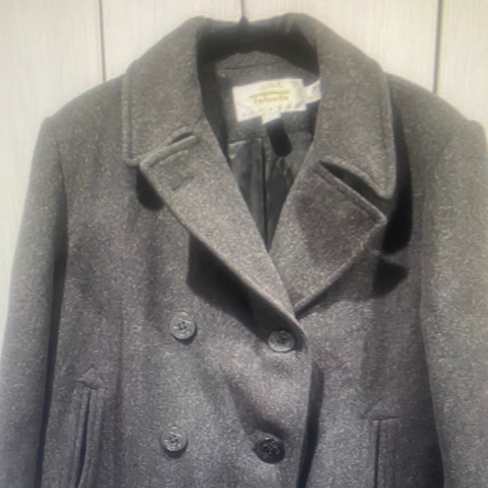 Talbots | 100% Wool Classic Pea Coat | Charcoal Grey | Petite 14